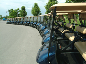 row of golf carts